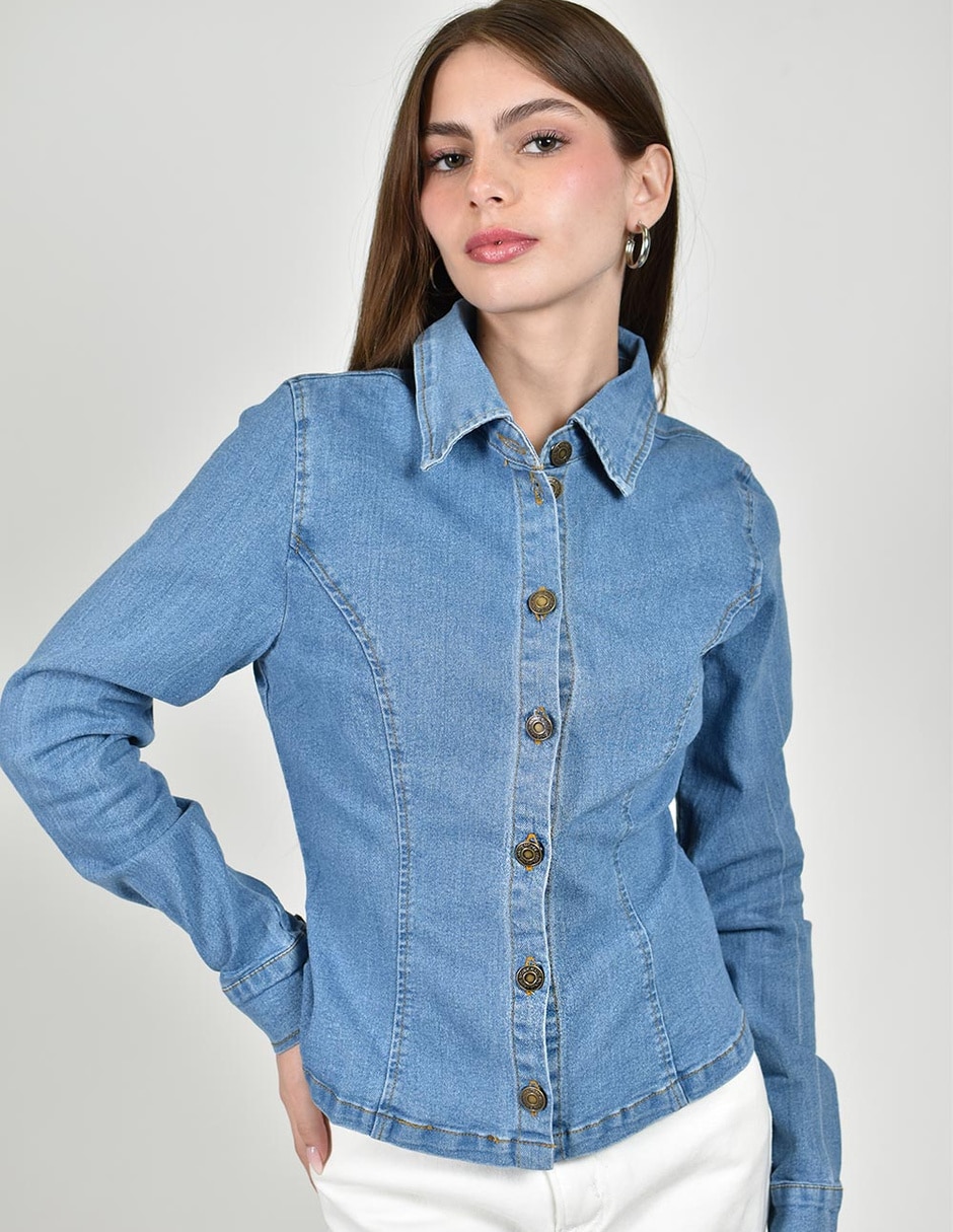 Camisa de algodón manga larga para mujer
